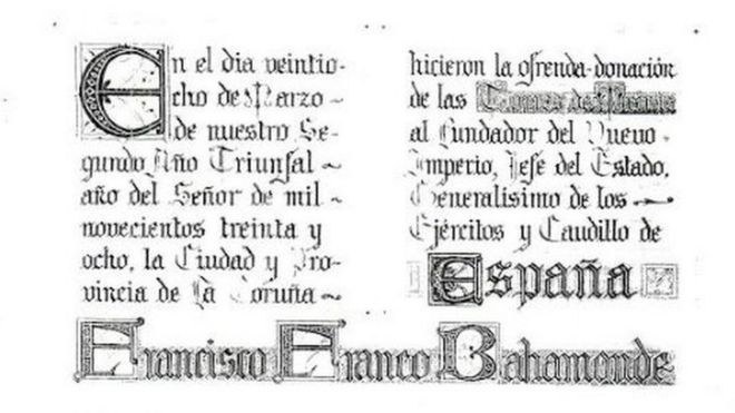 Пергамент показывает пожертвование дворца Франко