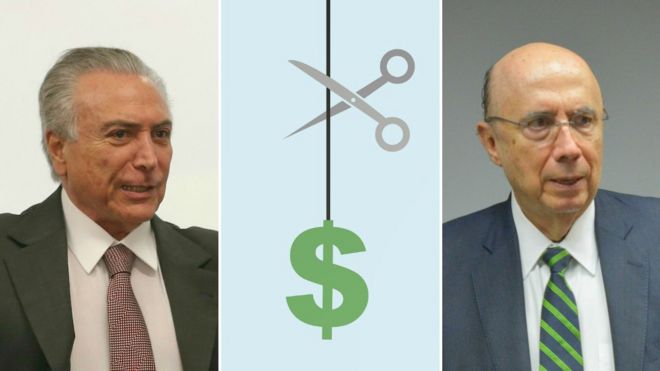 O presidente interino Michel Temer e o ministro Henrique Meirelles (Fazenda)