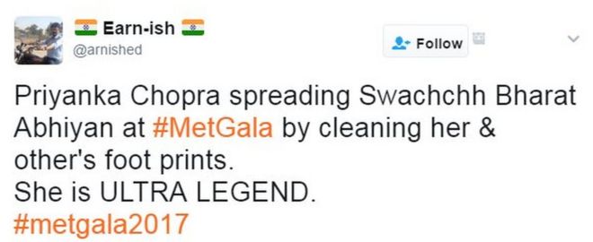 Приянка Чопра распространяет Сваччх Бхарата Абияна в #MetGala, убирая ее & отпечатки ног других. Она УЛЬТРА ЛЕГЕНДА.