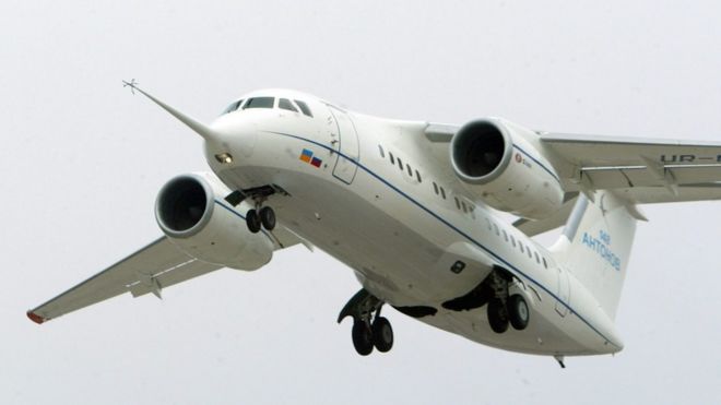 An Antonov An-148 airplane takes off from Kiev, Ukraine, 17 December 2004