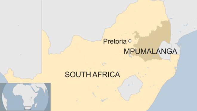 Карта, показывающая, где находится Мпумаланга