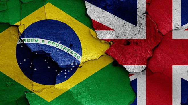 Bandeiras do Brasil e do Reino Unido