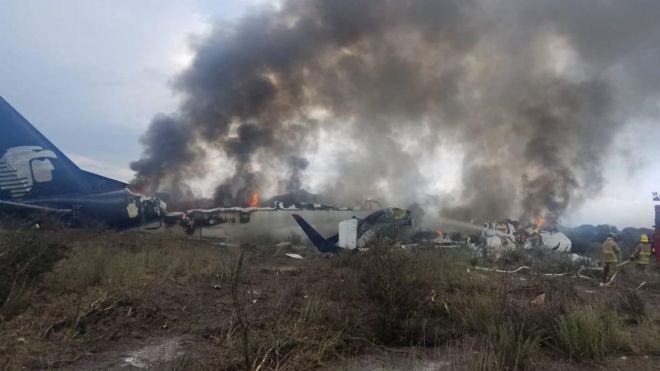 Avión de Aeroméxico accidentado en Durango