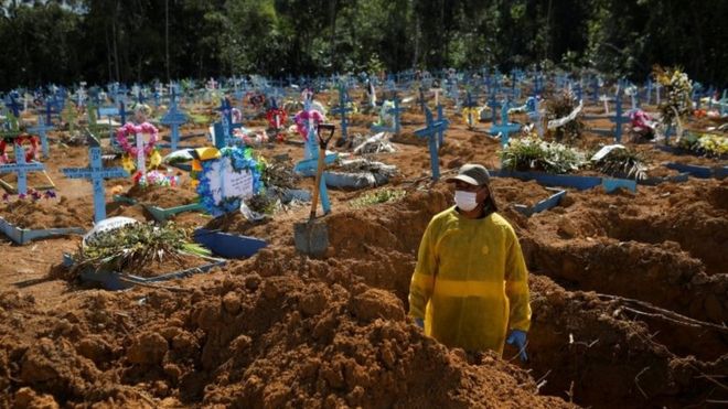Covas sendo abertas em cemitério de Manaus, em 31 de dezembro de 2020