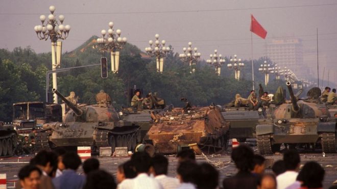 Clashes in Tiananmen Square in Beijing, China on June 04, 1989.