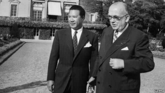 Cựu hoàng Bảo Đại và Tổng thống Vincent Auriol ở Pháp năm 1953