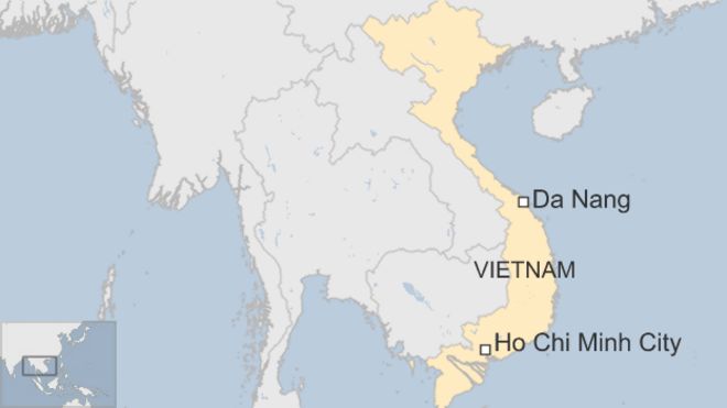Карта с указанием местоположения Дананга