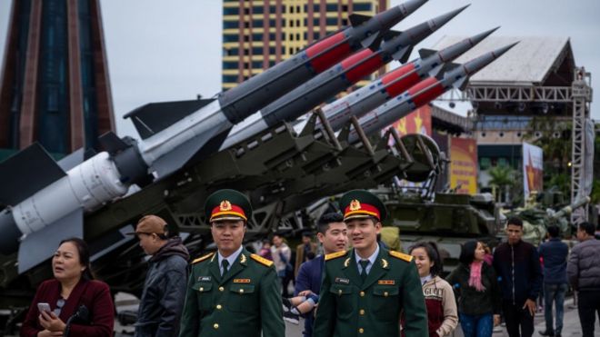Hệ thống tên lửa S-125-2TM/Pechora-2TM do Nga chế tạo tại một triển lãm quân sự ở thành phố Thái Nguyên, Việt Nam vào ngày 22/12/2019