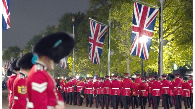 An overnight rehearsal for the funeral was held on Thursday