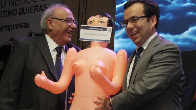 Minister of Economy of Chile receives a inflatable sex doll
