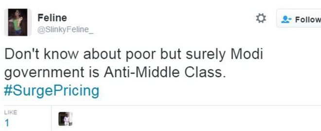 Не знаю о бедных, но, конечно, правительство Моди - это анти-средний класс. #SurgePricing