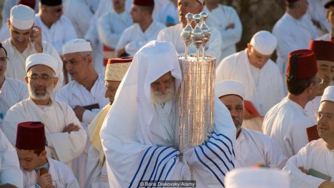The Samaritan Torah has three crowns on it to represent their three tribes of origin