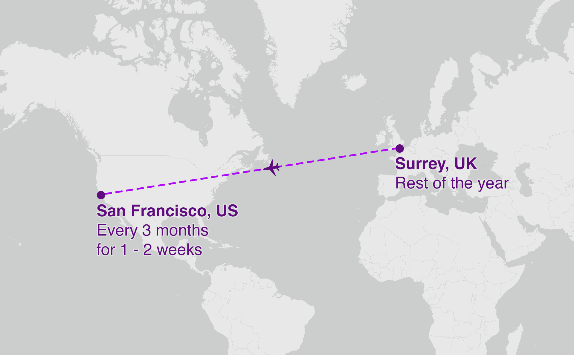 Карта, показывающая Сан-Франциско и Суррей