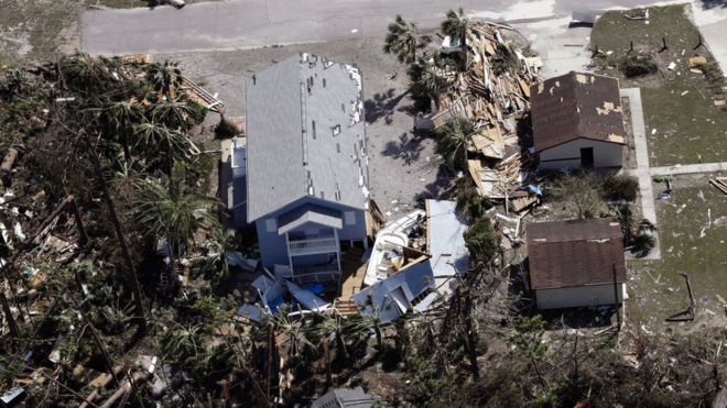 Imagen aérea de la devastación del huracán Michael en Mexico Beach.