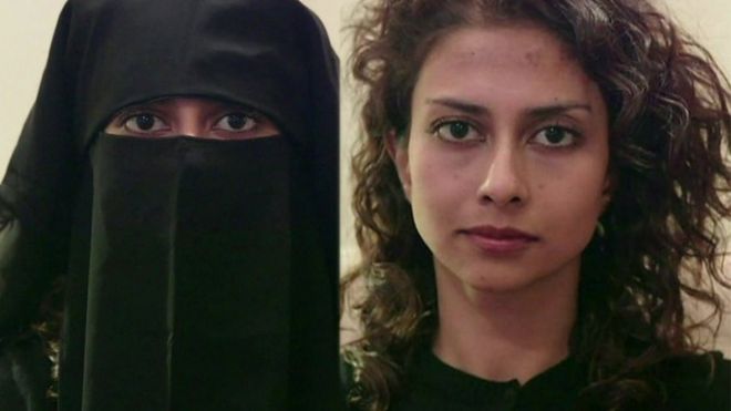 Tania Georgialas with and without the Islamic veil