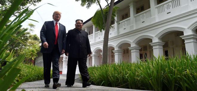 Дональд Трамп и Ким Чен Ын в Сингапуре (июнь 2018 года)
