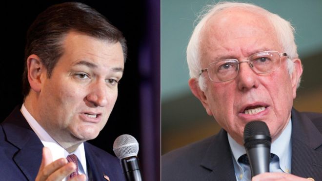 Texas Senator Ted Cruz and Vermont Senator Bernie Sanders