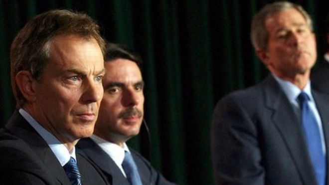 Tony Blair, José María Aznar y George W Bush