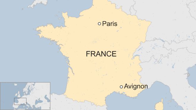 Map shows the location of Avignon, southern France