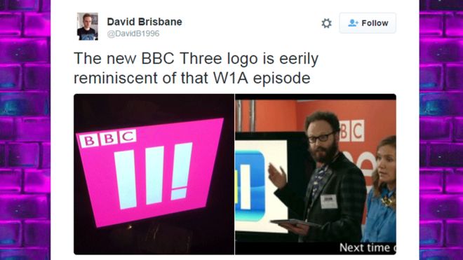 BBC Three с логотипом твита