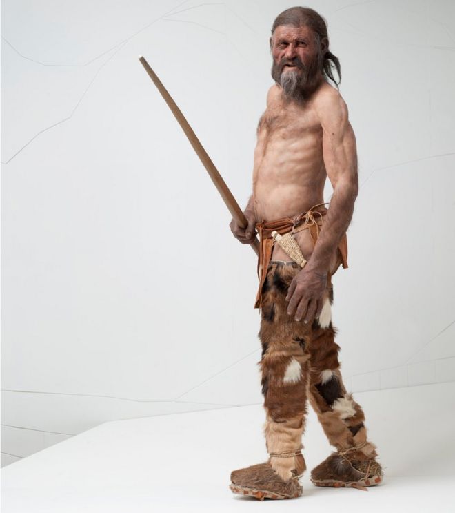 The iceman as reconstructed by Dutch artists Alfons and Adrie Kennis