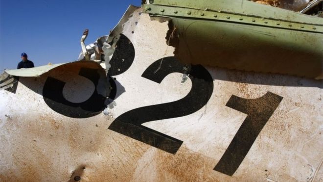 Wreckage from Russian airliner taken on 1 November 2015