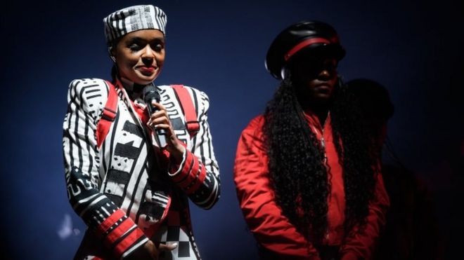 Janelle Monae on stage at Glastonbury 2019