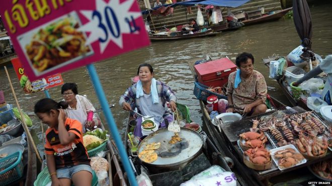 Плавучий рынок в Таиланде