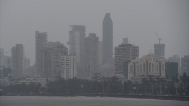 General view of Mumbai on June 3, 2020 as cyclone Nisarga barrels towards India"s western coast