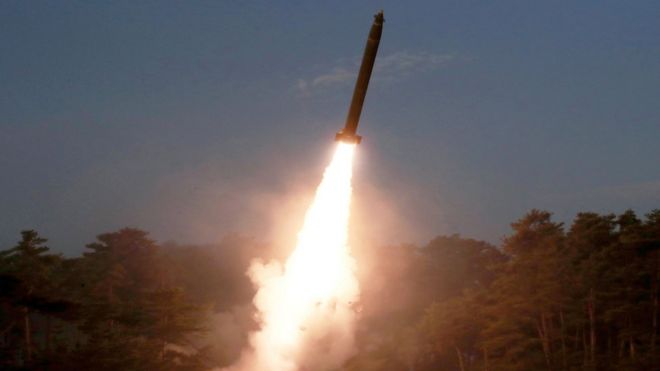 A missile launch in North Korea