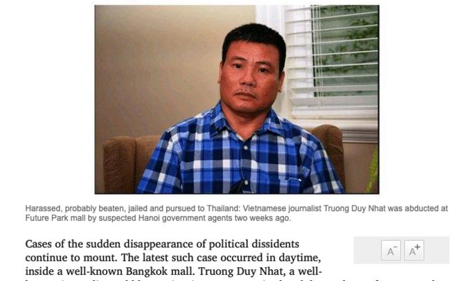 Bình luận "Horror of the disappeared" trên tờ Bangkok Post ngày 11/2