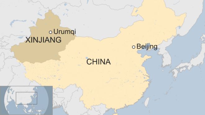 Карта Синьцзяна в Китае