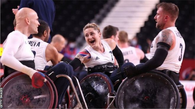 GB's Kylie Grimes celebrates with her team-mates