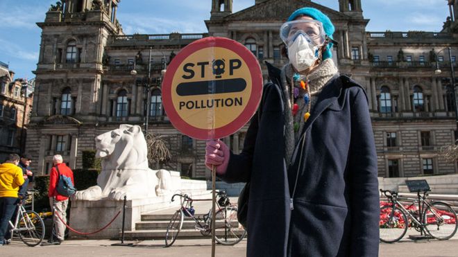 Демонстрация против загрязнения окружающей среды в Глазго