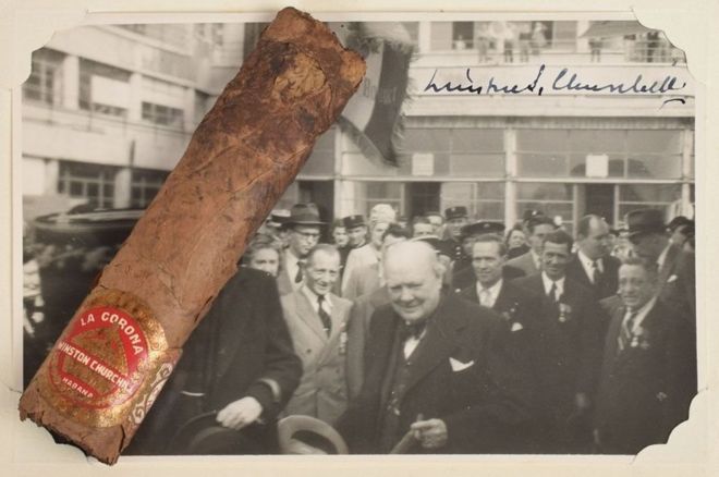 The cigar was accompanied by a photo of the World War Two-era leader
