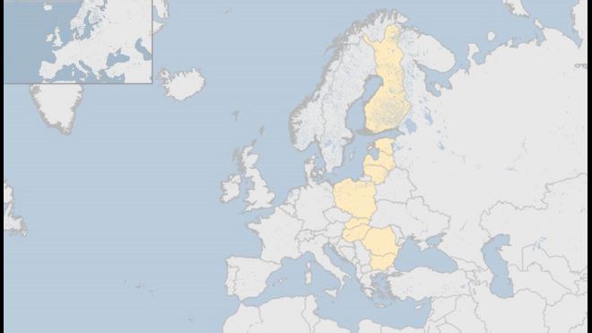 Карта, показывающая восточную границу ЕС