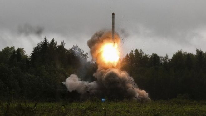 A Russian missile is fired during military exercises