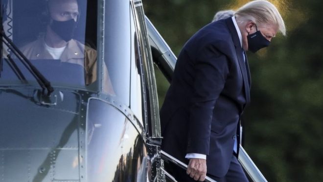 Trump leaves Marine One for hospital in Maryland