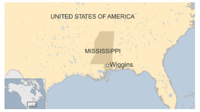 Карта Виггинса в Миссисипи