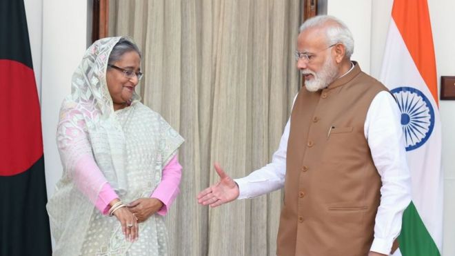 দিল্লিতে বাংলাদেশ এবং ভারতের প্রধানমন্ত্রী শেখ হাসিনা ও নরেন্দ্র মোদী, ০৫-১০-২০১৯।