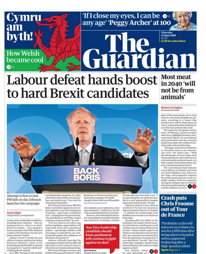 front page of the guardian