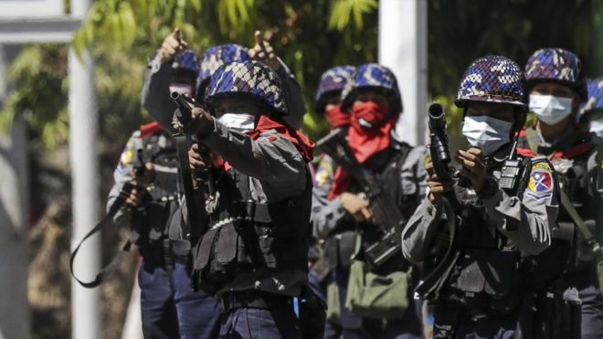 Polisi antihuru-hara Myanmar, kudeta, militer