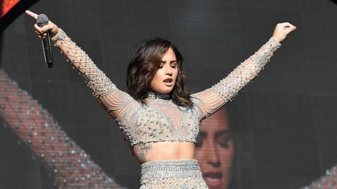 Demi Lovato en un concierto en Nueva York en 2016