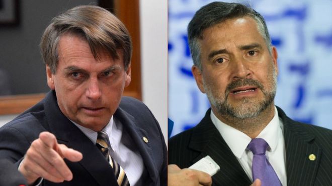 Montagem com os retratos dos deputados Jair Bolsonaro (PSC-RJ) e Paulo Pimenta (PT-RS)