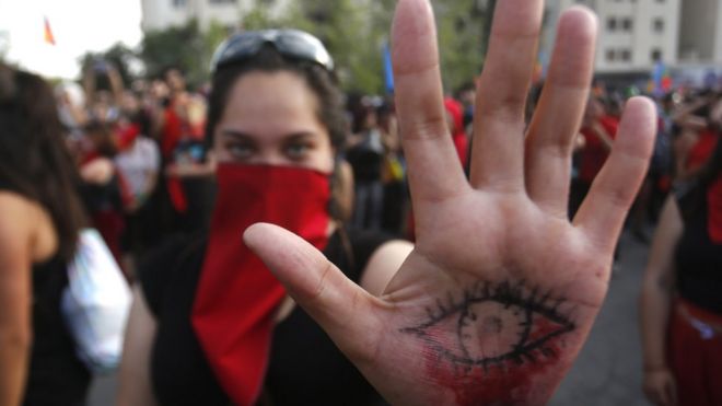 Manifestante no Chile