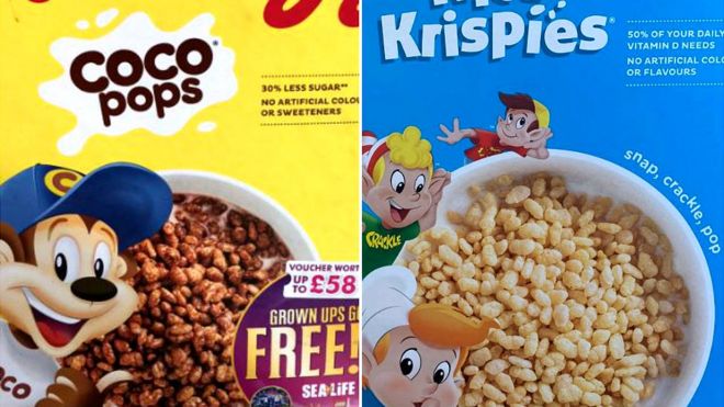 Kellogg's cereal boxes