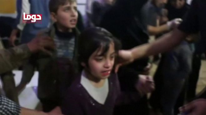 Children being treated after a suspected chemical weapons attack in Syria's Eastern Ghouta
