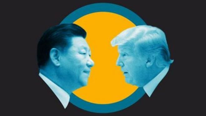 Graphic of Xi and Trump