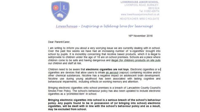 Burnley Primary School Pupils In E Cigarettes Exclusion Warning