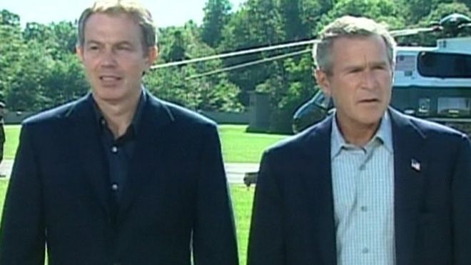 Тони Блэр и Джордж Буш в 2003 году